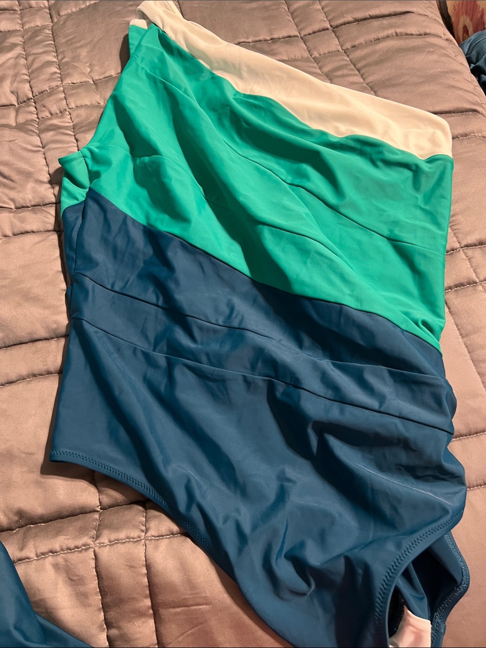 summersalt Colorblock One-Piece Swimsuit in White, Teal, and Navy
